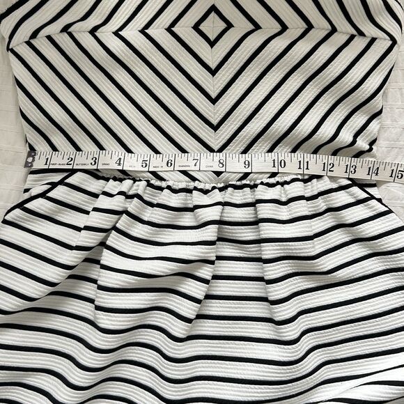 Anthropologie Maeve Mitred Diamond Stripe Dress Pleated FIt+Flare Pockets Size 8 - Picture 12 of 16